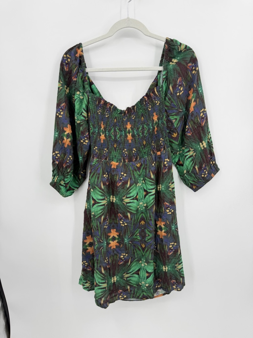 Noonday‎ Collection Smocked Tie-Back Mini Dress in the Camellia pattern 2 10-16